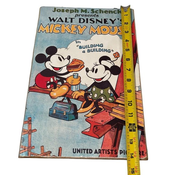Vintage Walt Disney Mickey Mouse Building a Building Movie Poster Wood Plaque - Picture 6 of 10